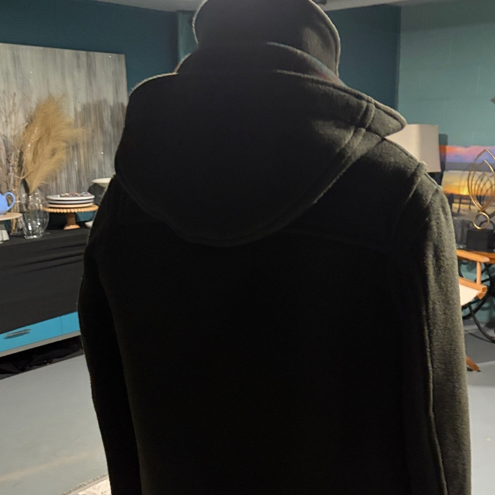 Men's Olive Hooded Toggle Coat - Picture 7 of 11